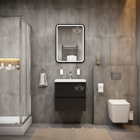 Зеркало Art&Max Genova Led 60 см AM-Gen-600-800-DS-F-H, черный матовый - 2 Зеркало Art&Max Genova Led 60 см AM-Gen-600-800-DS-F-H, черный матовый фото 2