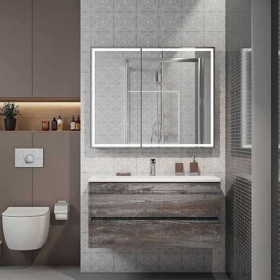 Зеркало-шкаф Art&Max Techno Led 100 см AM-Tec-1000-800-2D-F-Nero, черный матовый - 7 Зеркало-шкаф Art&Max Techno Led 100 см AM-Tec-1000-800-2D-F-Nero, черный матовый фото 7