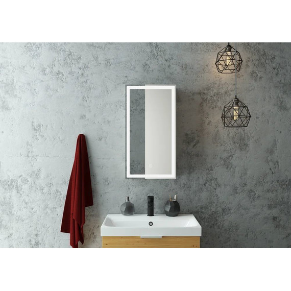 Зеркало-шкаф Art&Max Techno Led 35 см AM-Tec-350-650-1D-L-DS-F-Nero, черный матовый фото 3