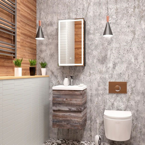 Зеркало-шкаф Art&Max Techno Led 35 см AM-Tec-350-650-1D-L-DS-F-Nero, черный матовый фото 4