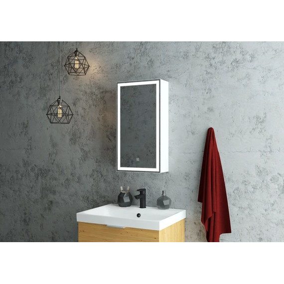 Зеркало-шкаф Art&Max Techno Led 35 см AM-Tec-350-650-1D-L-DS-F, белый матовый фото 4