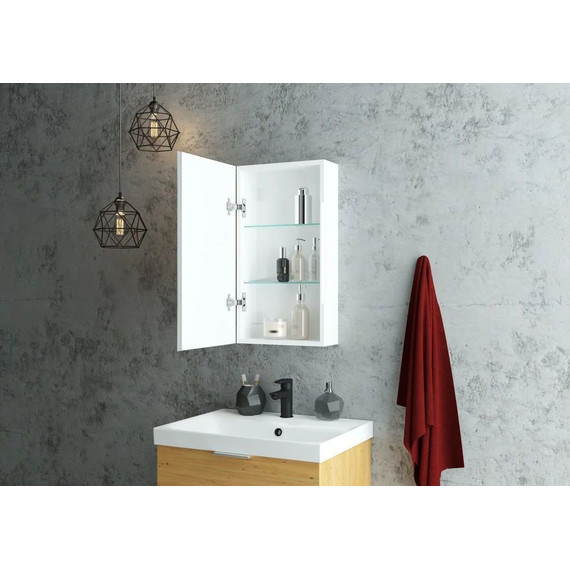 Зеркало-шкаф Art&Max Techno Led 35 см AM-Tec-350-650-1D-L-DS-F, белый матовый фото 7