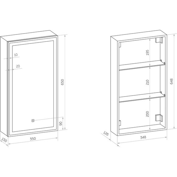 Зеркало-шкаф Art&Max Techno Led 35 см AM-Tec-350-650-1D-R-DS-F-Nero, черный матовый фото 10