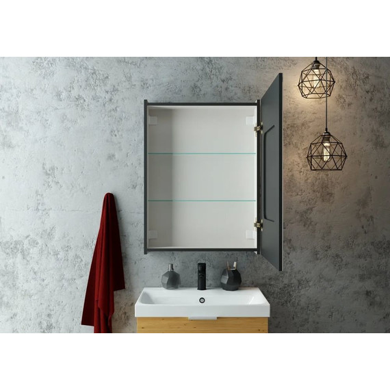 Зеркало-шкаф Art&Max Techno Led 60 см AM-Tec-600-800-1D-DS-F-Nero, черный матовый - 5 Зеркало-шкаф Art&Max Techno Led 60 см AM-Tec-600-800-1D-DS-F-Nero, черный матовый фото 5