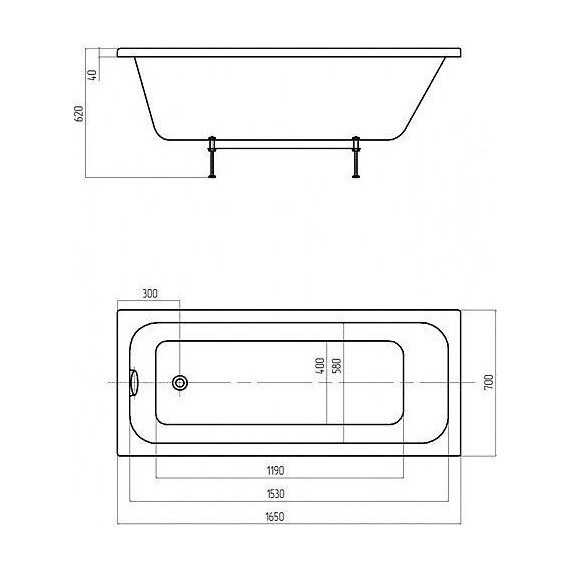 Ванна акриловая Azario Bella 165x70 см AV.0020165, Размер - мм: 1650х700 фото 5