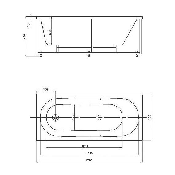 Ванна акриловая Azario Felisa 170x70 см AV.0040170, Размер - мм: 1700х700 - 4 Ванна акриловая Azario Felisa 170x70 см AV.0040170, Размер - мм: 1700х700 фото 4