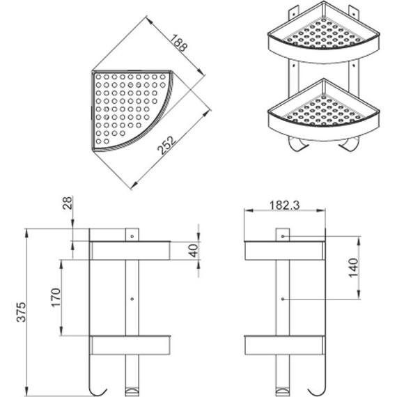 Полка угловая Azario AZ-833-2 - 2 Полка угловая Azario AZ-833-2 фото 2