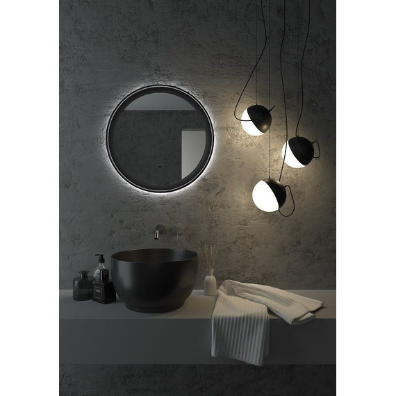 Зеркало Art&Max Napoli Led 60 см AM-Nap-600-DS-F, черный матовый фото 3