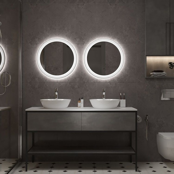 Зеркало Art&Max Napoli Led 60 см AM-Nap-600-DS-F-White, белый матовый фото 2