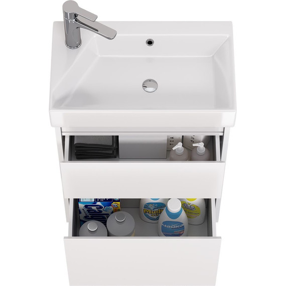 Тумба универсальная с раковиной Dreja Slim 55 см 99.0400, белый глянцевый - 9 Тумба универсальная с раковиной Dreja Slim 55 см 99.0400, белый глянцевый фото 9