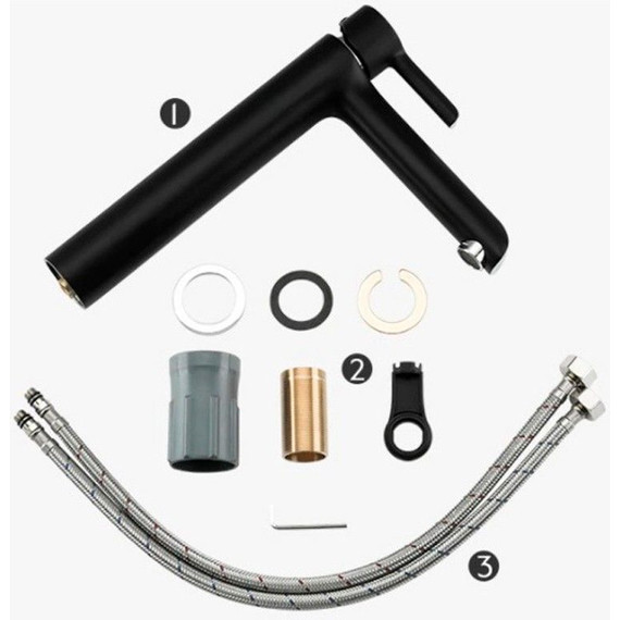 Смеситель для раковины высокий Gappo G1003-16, черный/хром - 4 Смеситель для раковины высокий Gappo G1003-16, черный/хром фото 4