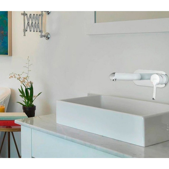 Смеситель для раковины настенный Gappo G1003-28, белый/хром фото 2