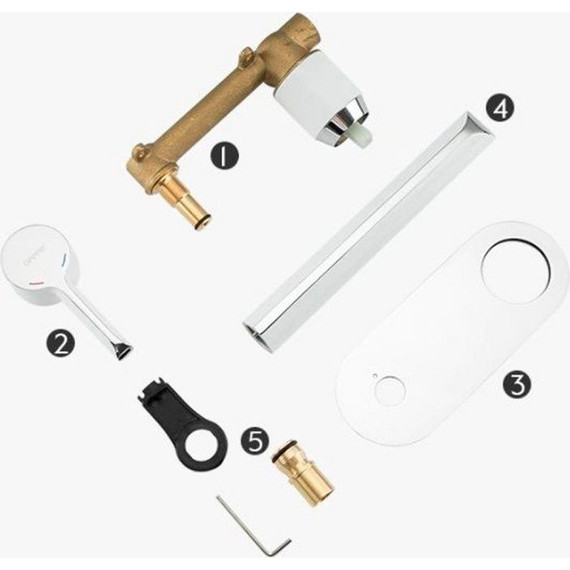 Смеситель для раковины настенный Gappo G1003-28, белый/хром фото 4