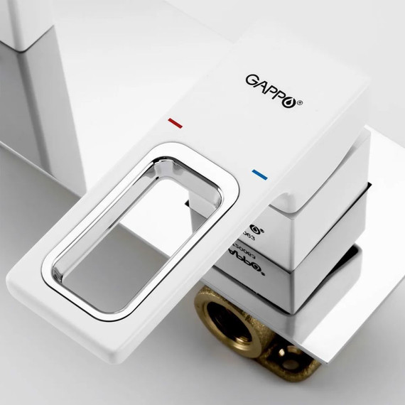 Смеситель для раковины настенный Gappo Futura G1017-12, белый/хром фото 3