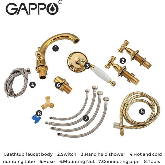Смеситель для ванны Gappo G1189-6, золото фото 5