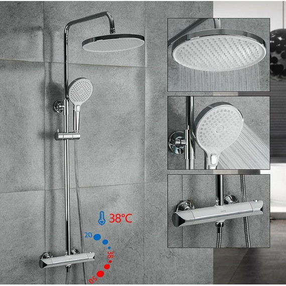 Душевая стойка с термостатом Gappo G2403-48, белый/хром фото 3