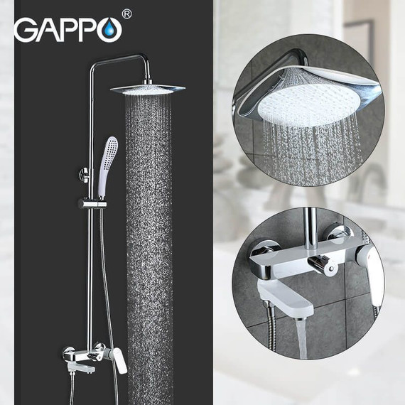 Душевая стойка Gappo G2448-8, белый/хром - 2 Душевая стойка Gappo G2448-8, белый/хром фото 2