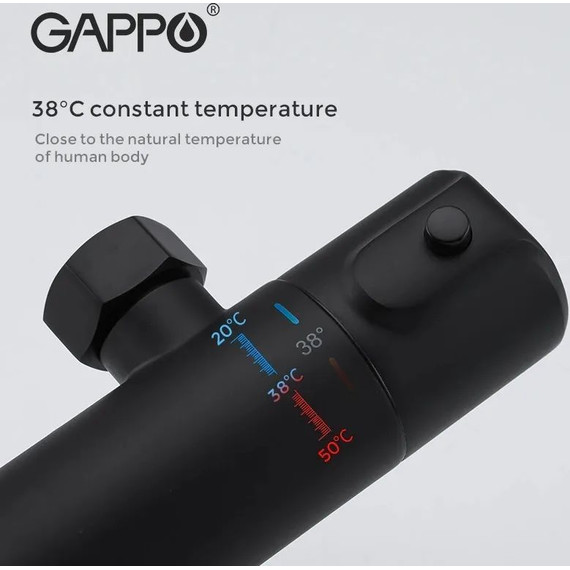 Душевая стойка с термостатом Gappo G2490-6, черный, Цвет производителя: чёрный - 3 Душевая стойка с термостатом Gappo G2490-6, черный, Цвет производителя: чёрный фото 3
