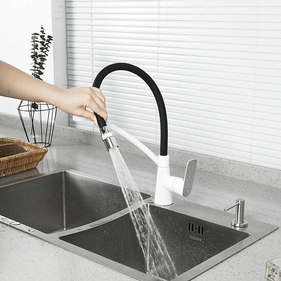 Смеситель для кухни Gappo G4048-8, белый/черный фото 8