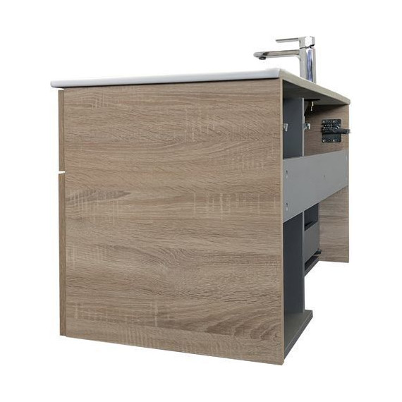 Тумба подвесная с раковиной Comforty Варна 90 см, дуб сонома фото 6