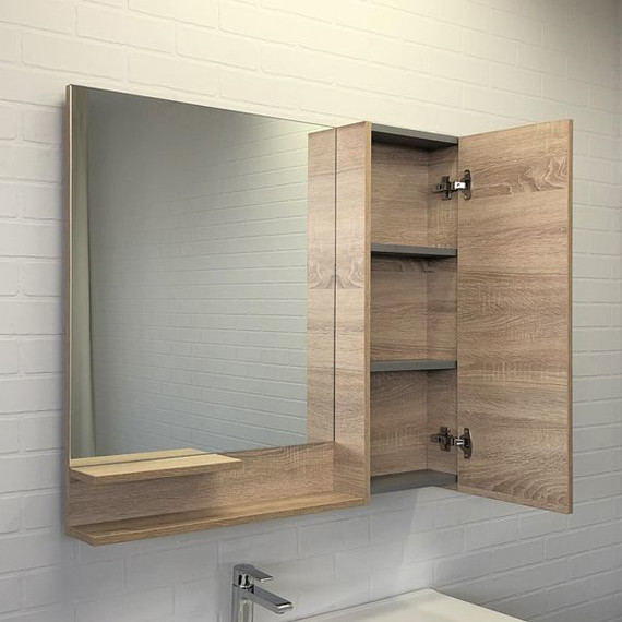 Зеркало-шкаф Comforty Варна 90 см, дуб сонома фото 3