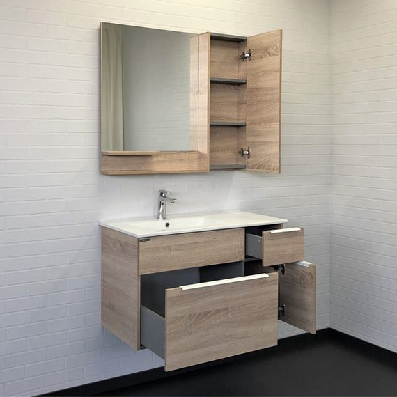 Зеркало-шкаф Comforty Варна 90 см, дуб сонома фото 6