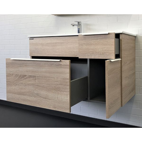 Тумба подвесная с раковиной Comforty Варна 90 см, дуб сонома фото 5