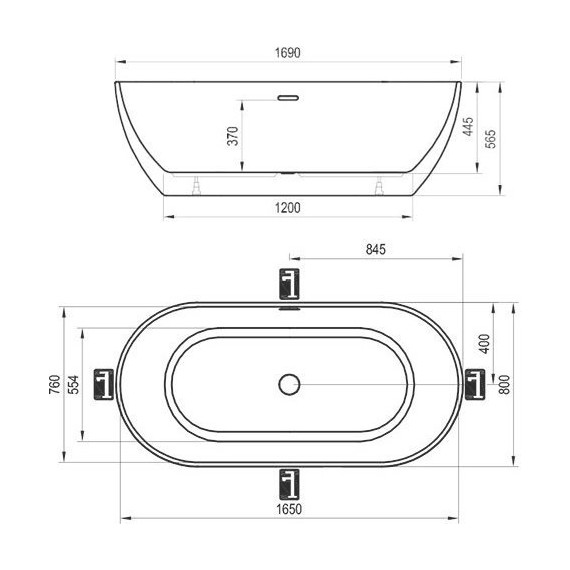 Ванна отдельностоящая Ravak Freedom O 169х80 см XC00100032 (чёрный слив) - 11 Ванна отдельностоящая Ravak Freedom O 169х80 см XC00100032 (чёрный слив) фото 11