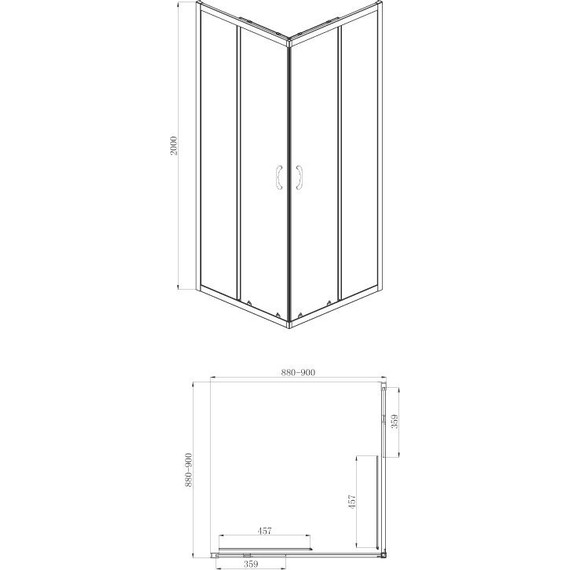 Душевое ограждение Azario Milton 90х90 см AZ-ND1142 900 Black, черный/прозрачное - 3 Душевое ограждение Azario Milton 90х90 см AZ-ND1142 900 Black, черный/прозрачное фото 3