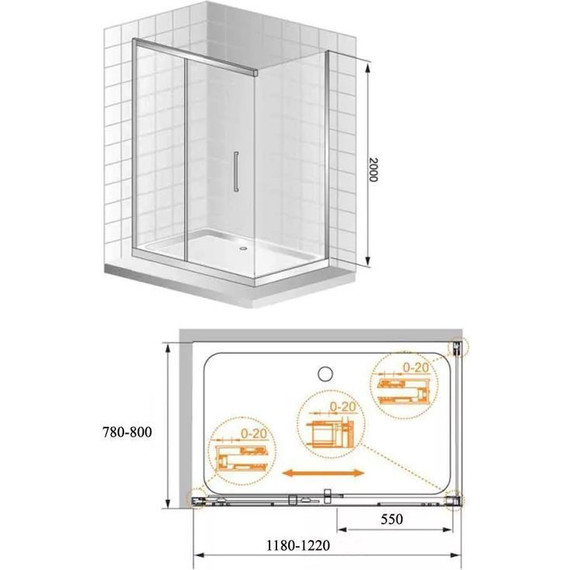 Душевое ограждение Azario Alton 120x80 см AZ-NAC1131 L, хром/прозрачное - 3 Душевое ограждение Azario Alton 120x80 см AZ-NAC1131 L, хром/прозрачное фото 3