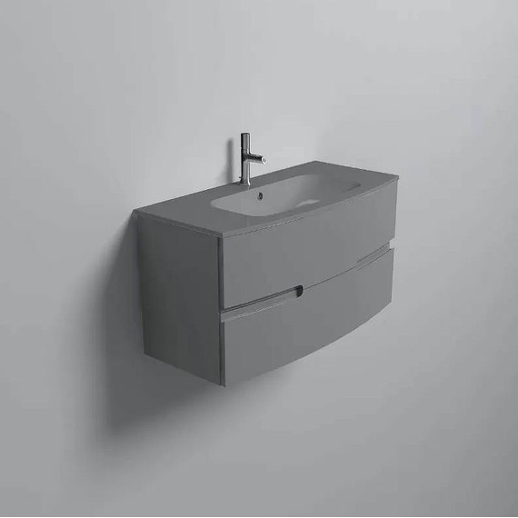 Тумба подвесная с раковиной Jacob Delafon Nona 100 см EB1889RU-442, серый антрацит (стеклянная раковина EB1885RU-DE4, серый матовый) фото 2