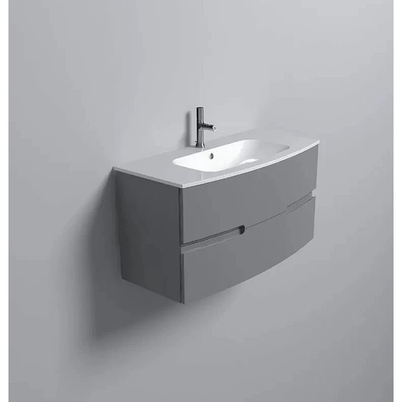 Тумба подвесная с раковиной Jacob Delafon Nona 100 см EB1889RU-442, серый антрацит (стеклянная раковина EB1885RU-DE1) фото 3