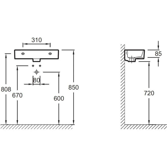 Раковина подвесная Jacob Delafon Odeon Rive Gauche 50 см L EGO112-55-00 фото 6