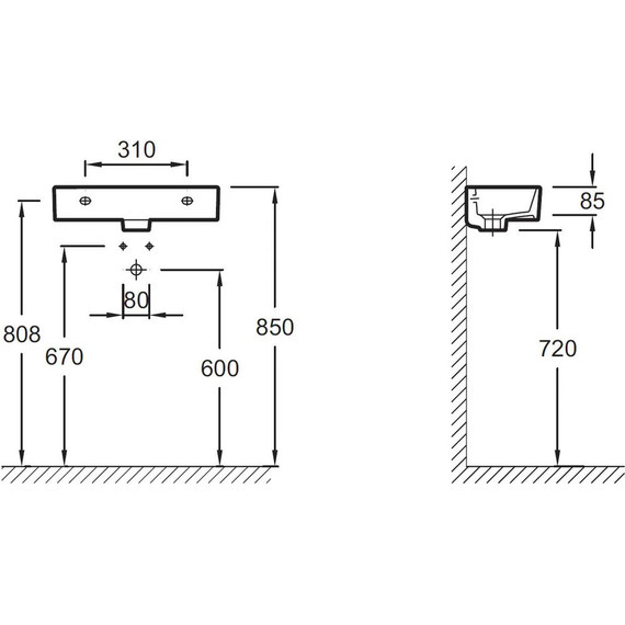 Раковина подвесная Jacob Delafon Odeon Rive Gauche 50 см R EGO112-56-00 фото 4