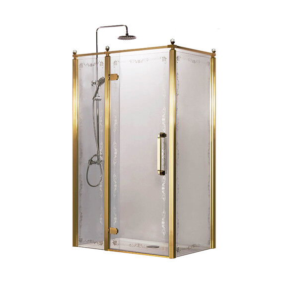 Душевое ограждение Azario Ontario AZ-NBB1231-L 120х90 см (стекло 8 мм) золото/прозрачное/узор фото 