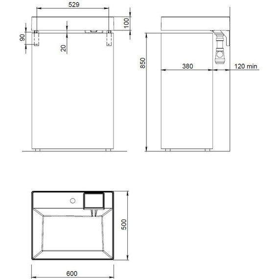Раковина над стиральной машиной Azario Sharp 50 60 см CS00078298 фото 4