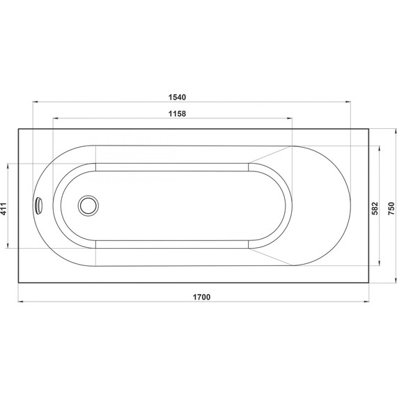 Ванна каменная Bas Марбея 170х75 см (на каркасе) фото 4