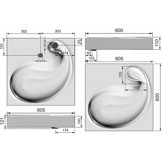Раковина над стиральной машиной Azario Soft 60 см CS00078299 - 3 Раковина над стиральной машиной Azario Soft 60 см CS00078299 фото 3
