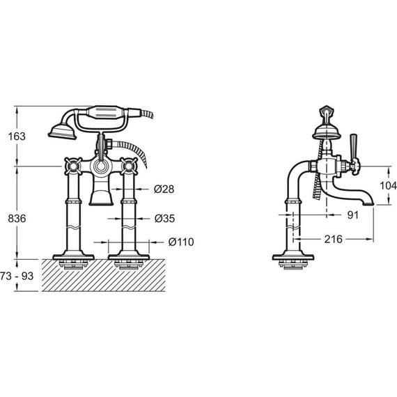 Смеситель для ванны Jacob Delafon Cleo 1889 E24314-BGG, золото фото 14