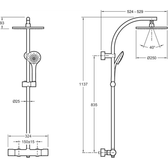 Душевая стойка с термостатом Jacob Delafon Amelie E32851-CP фото 4