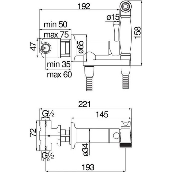 Набор для гигиенического душа Nobili AV00610BR, бронза - 2 Набор для гигиенического душа Nobili AV00610BR, бронза фото 2