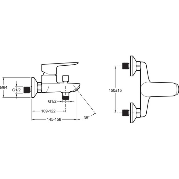 Смеситель для ванны Jacob Delafon Oscar E29844-BL, черный матовый фото 5