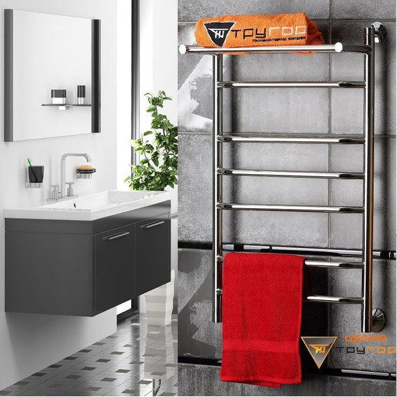 Полотенцесушитель водяной Тругор Браво НК3 с полкой П7 500x800 мм 00-00021835 фото 4