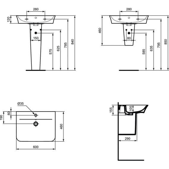 Раковина подвесная Ideal Standard Connect Air Curve 60 см E035501 фото 4