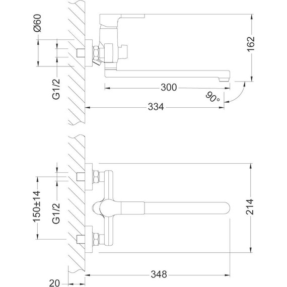 Смеситель для ванны Lemark Aura LM0651C - 3 Смеситель для ванны Lemark Aura LM0651C фото 3