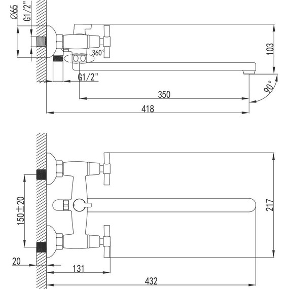 Смеситель для ванны Lemark Neo LM2212C фото 5