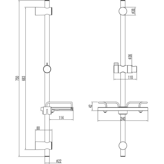 Душевая штанга Lemark 67 см LM3775BL, черный фото 2