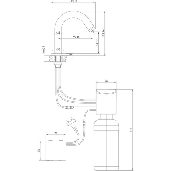 Дозатор для жидкого мыла сенсорный Lemark Project LM4644CE - 2 Дозатор для жидкого мыла сенсорный Lemark Project LM4644CE фото 2