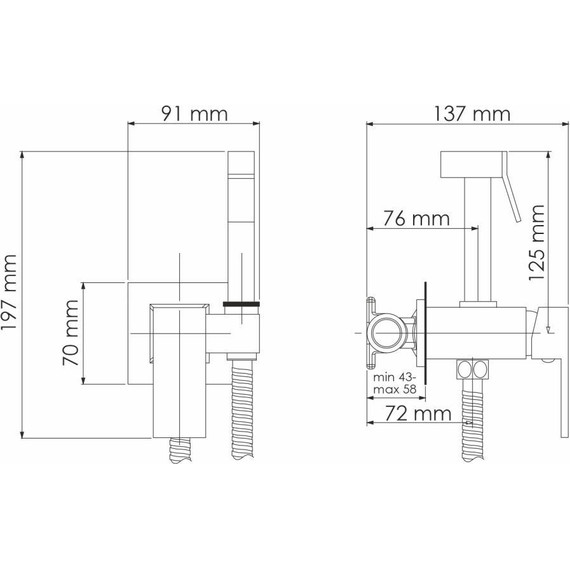 Набор для гигиенического душа WasserKraft A71638, черный матовый фото 4