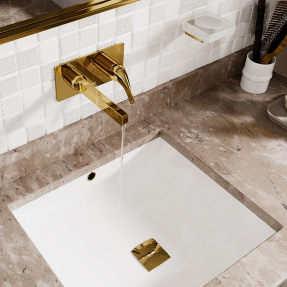 Смеситель для раковины настенный WasserKraft Sauer 7130, золото глянцевое фото 2